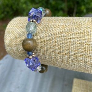 Blue/Purple and Clear Crystal Bracelet